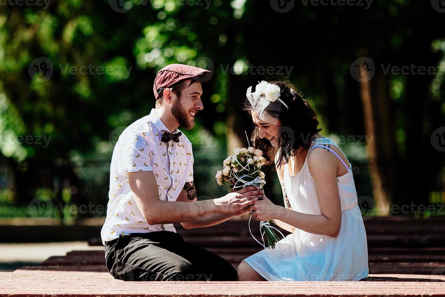 beautiful couple in the city photo