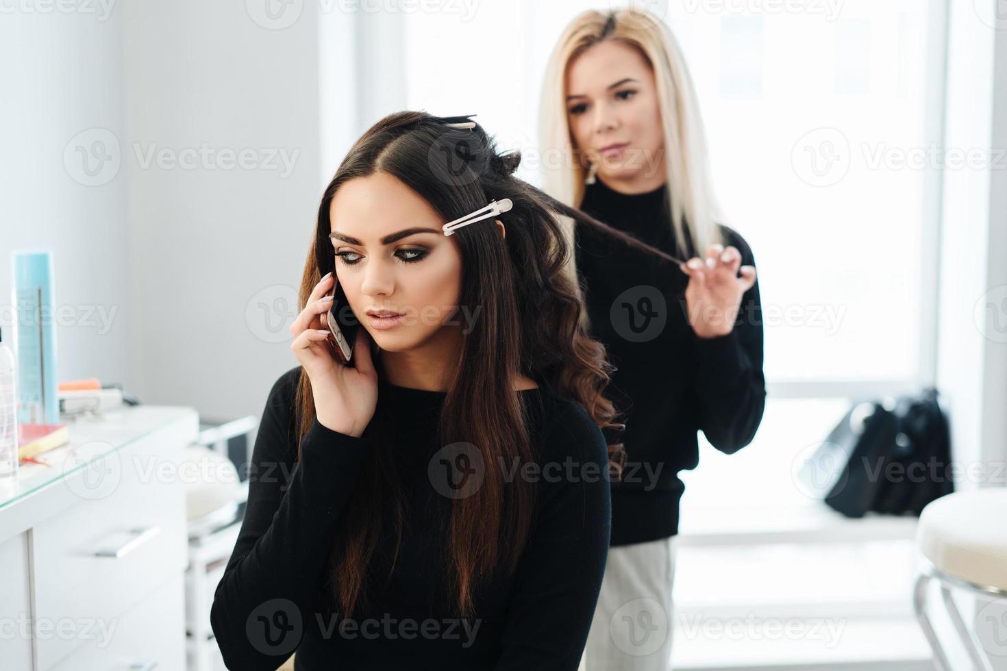 Makeup and hairstyle for a beautiful model photo