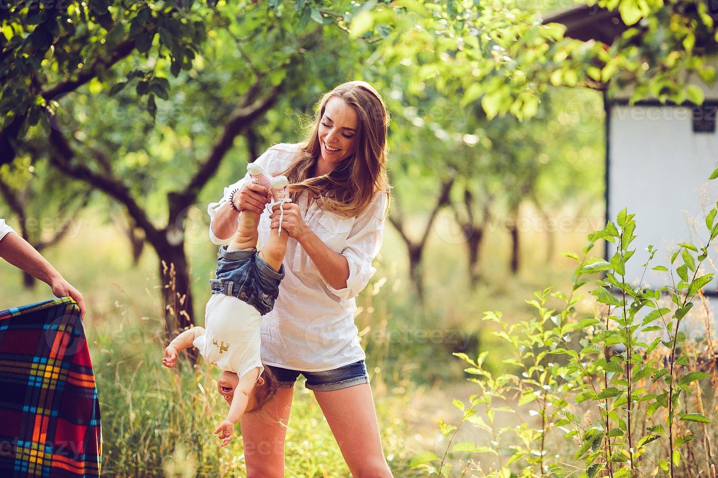 mom and little girl having fun photo