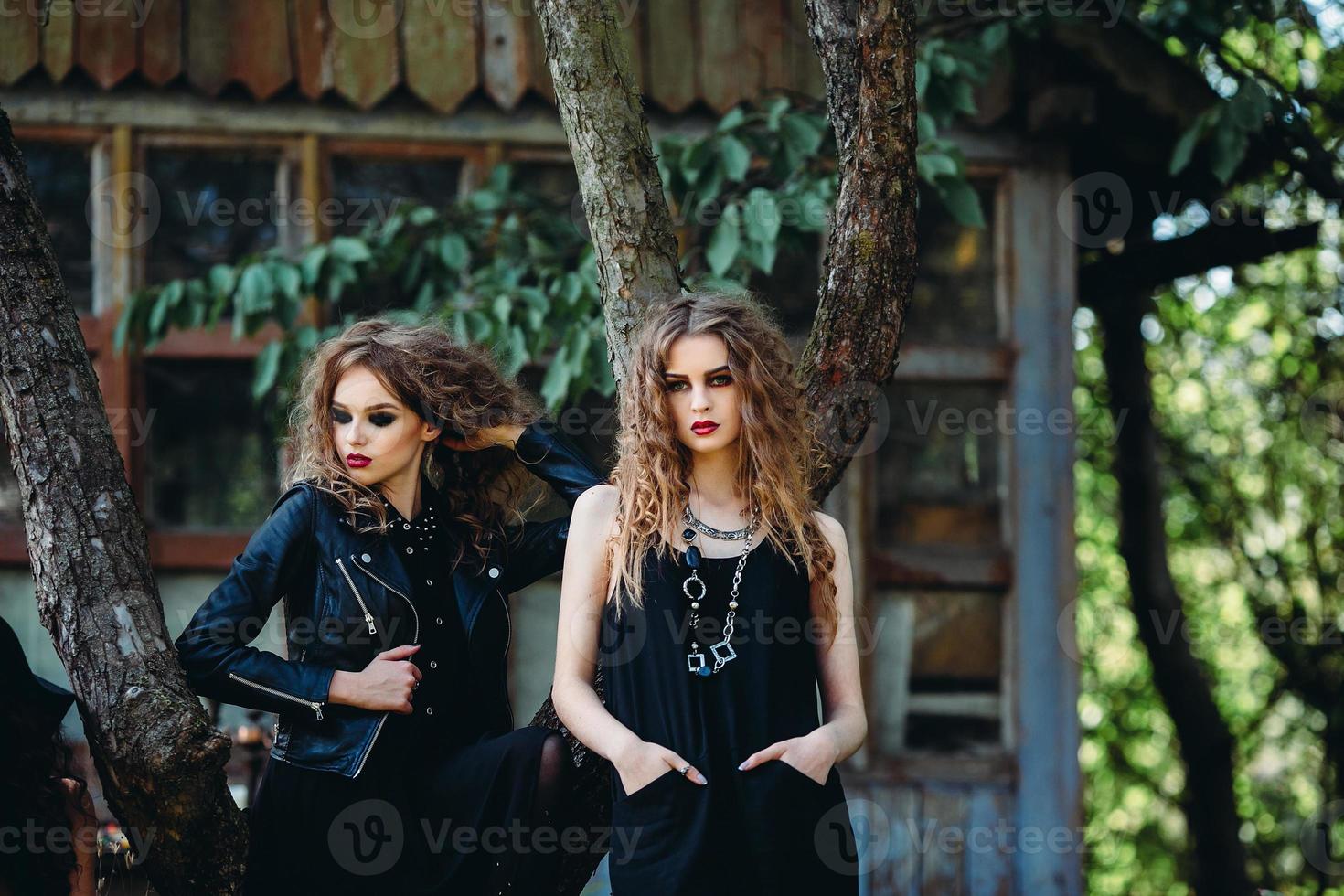 two vintage women as witches photo