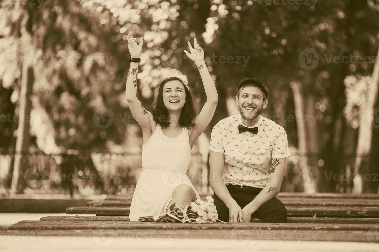 beautiful couple in park photo