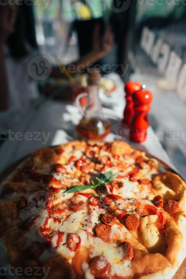 Pizza on the table photo
