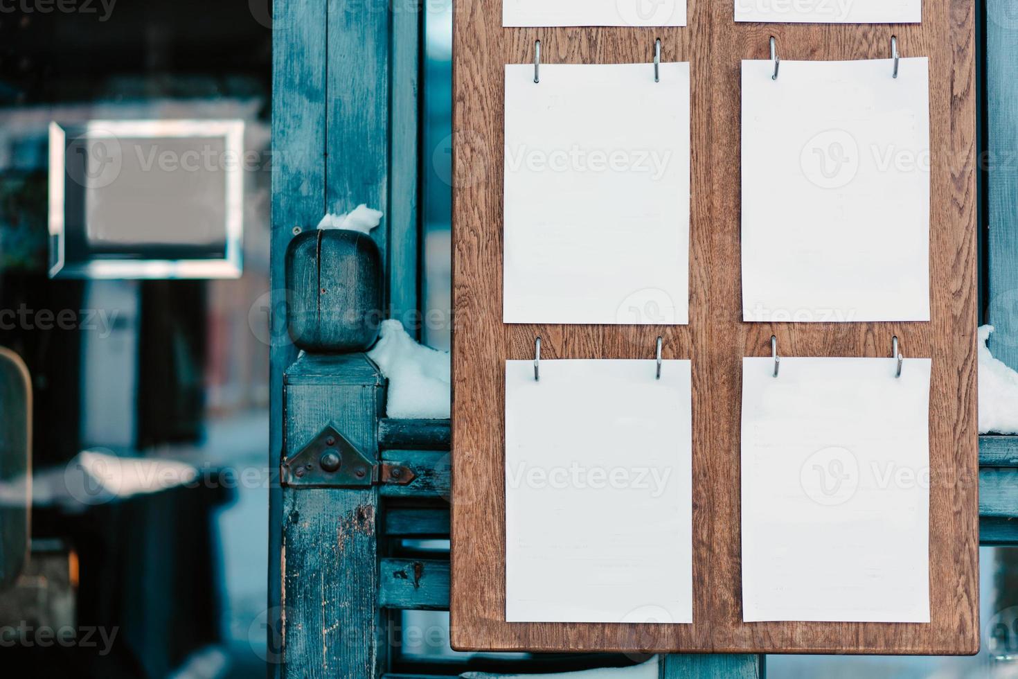 White sheets on a wooden board photo