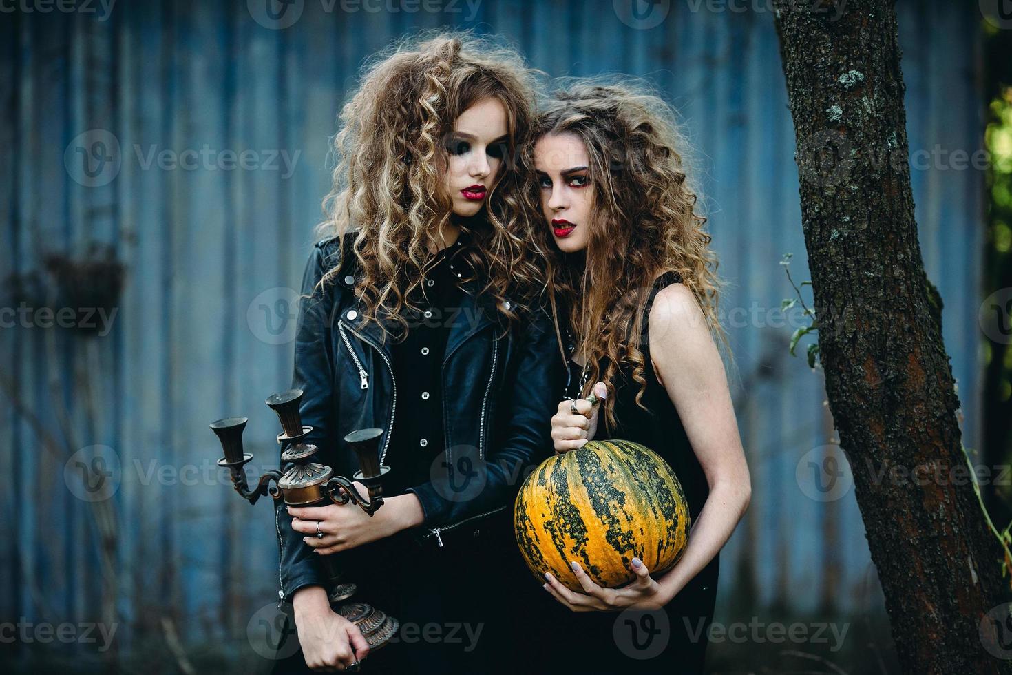 two vintage women as witches photo