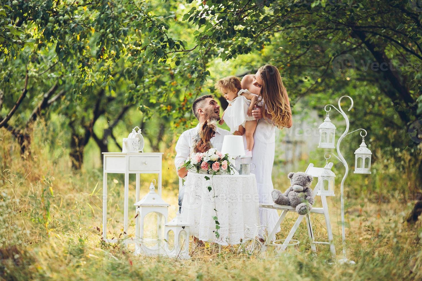 Young family with child at a picnic photo