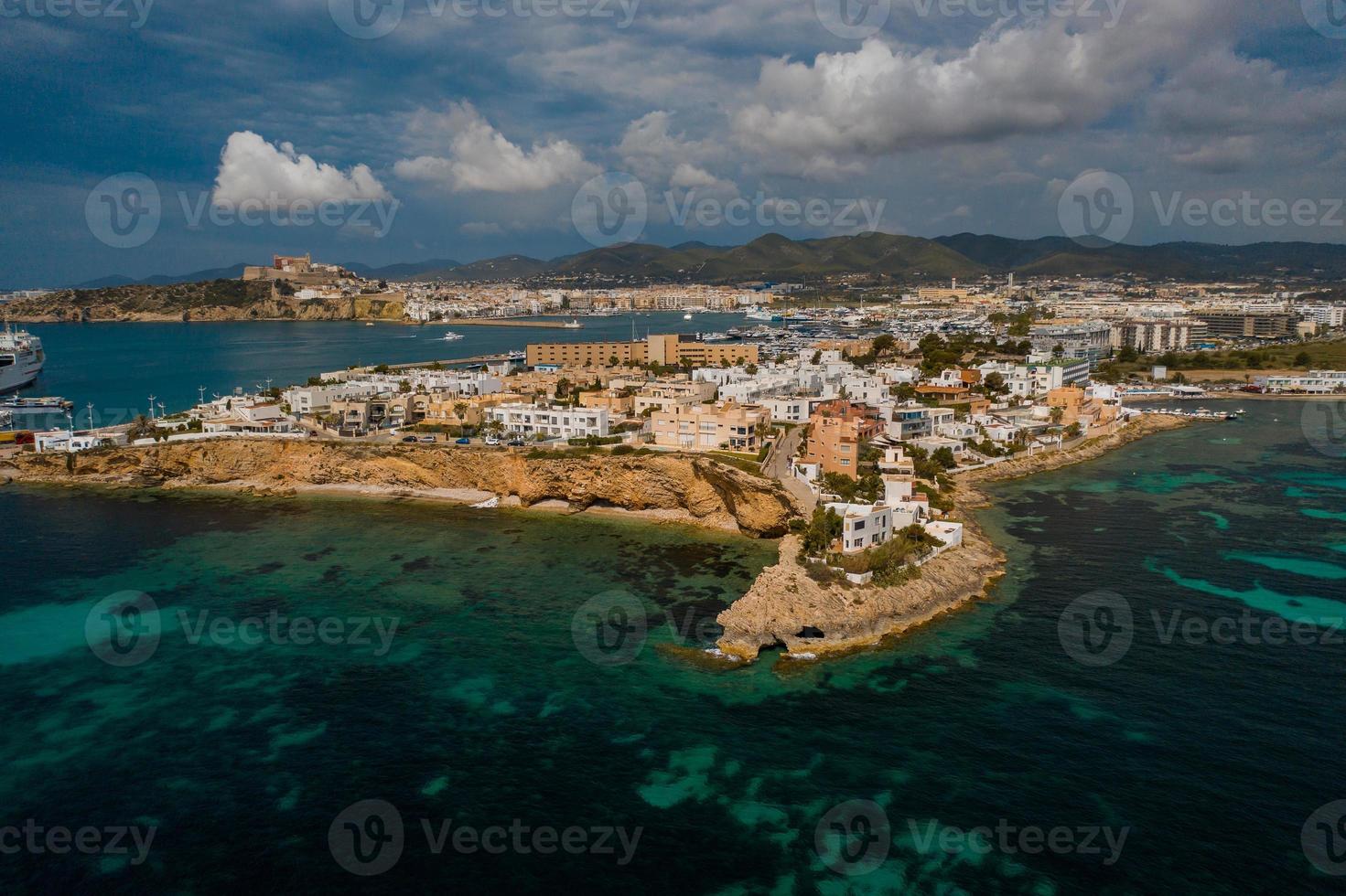 Aerial view of city port. photo