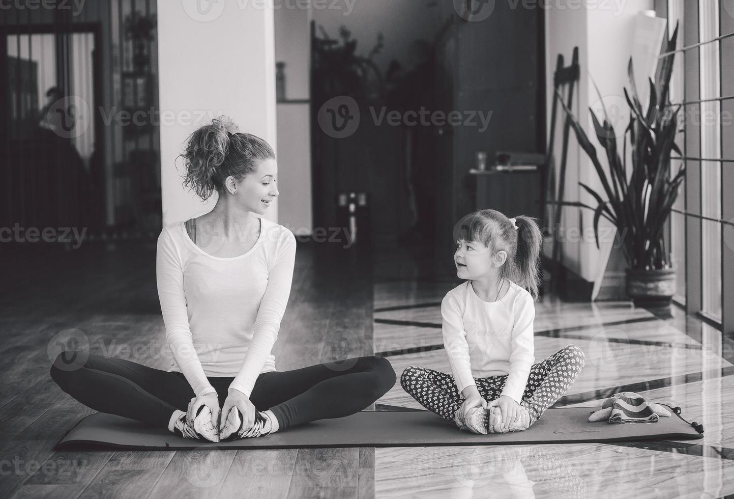 Charming family spends time in the gym photo