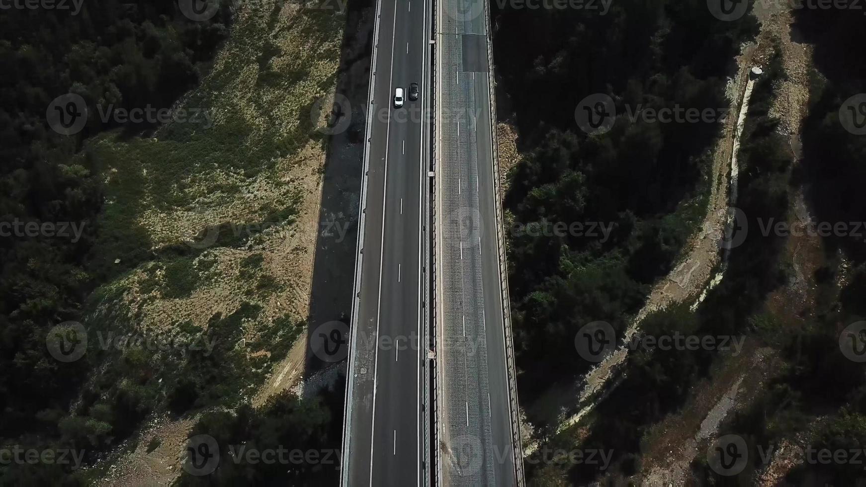 Aerial view of the road in the mountains photo