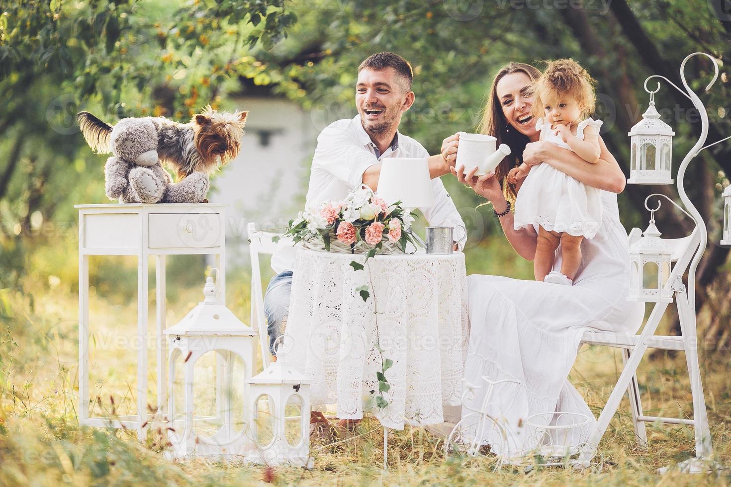 Young family with child at a picnic photo