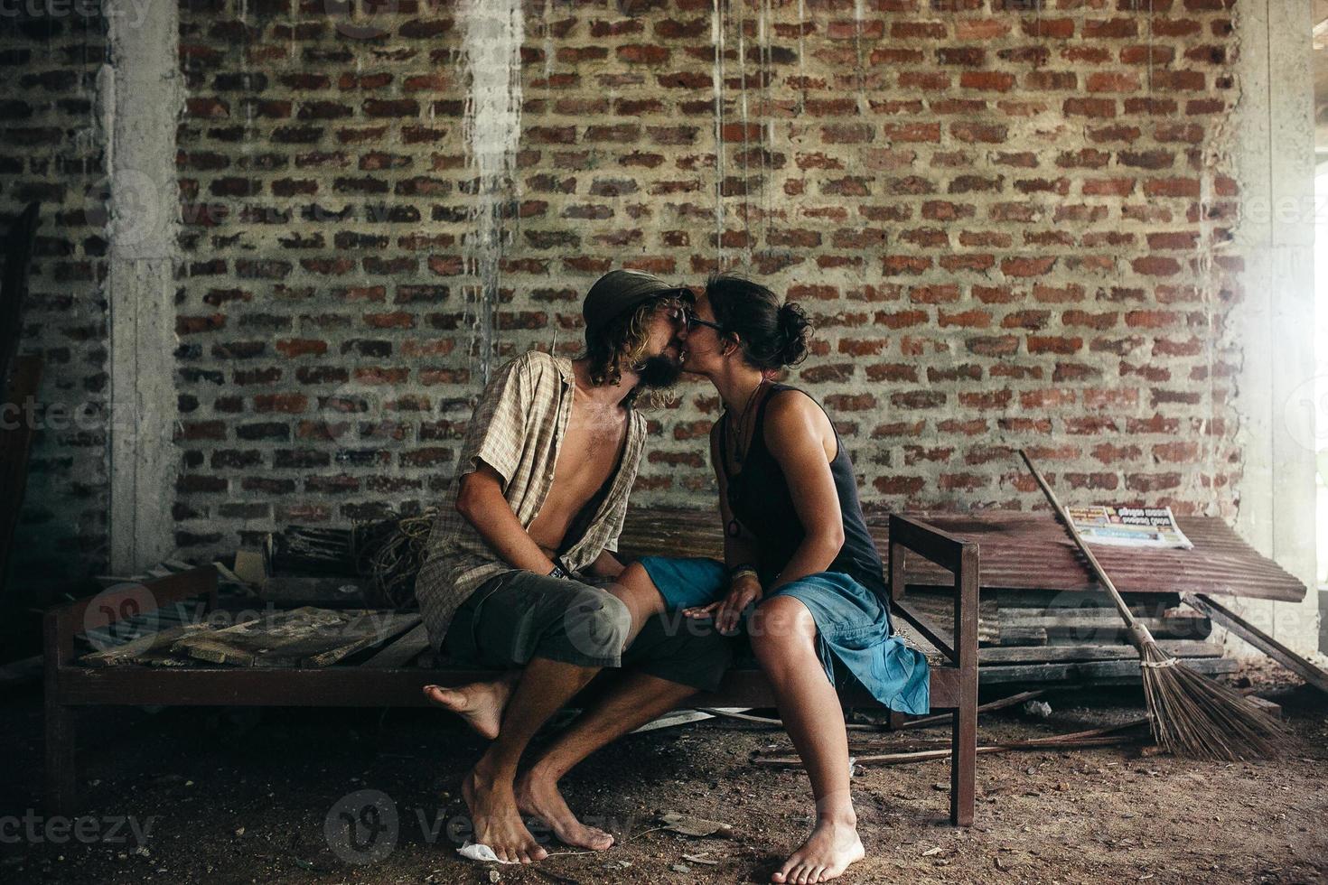 man and woman in an abandoned place photo