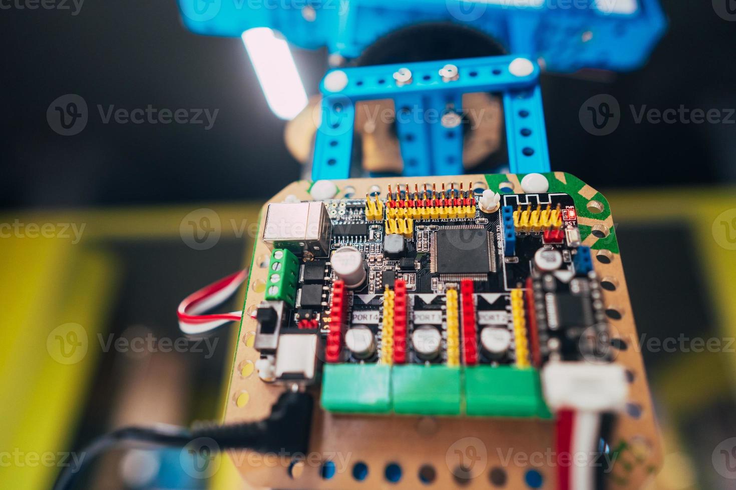 Electronic circuit board with processor and wires photo