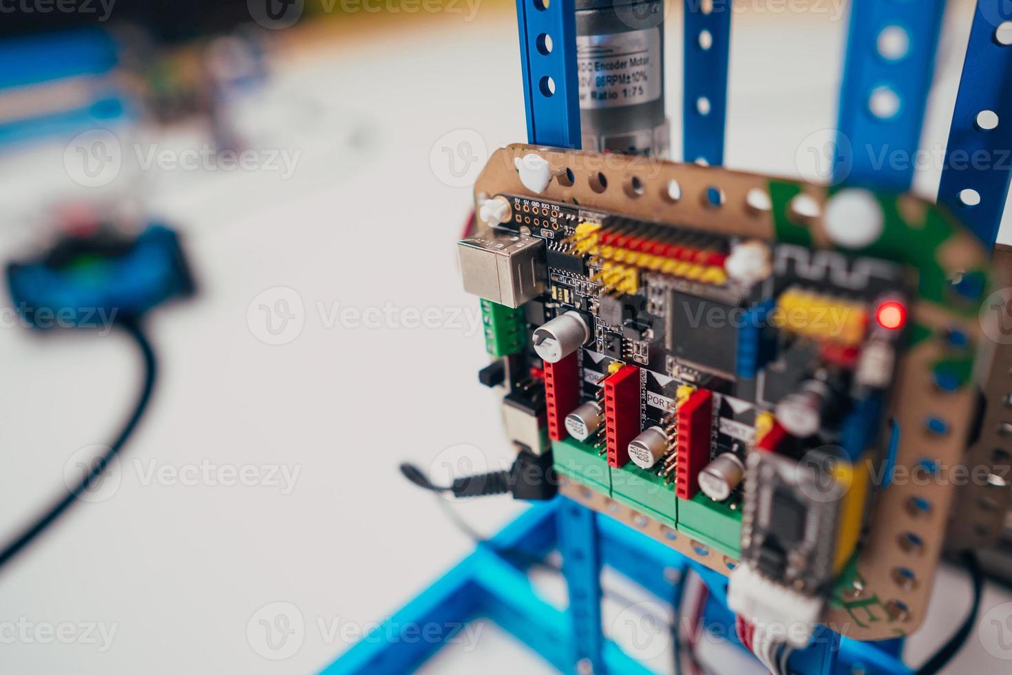 Electronic circuit board with processor and wires photo
