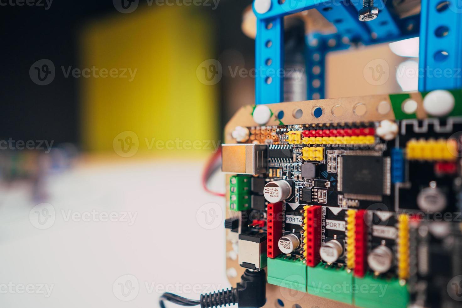 Electronic circuit board with processor and wires photo