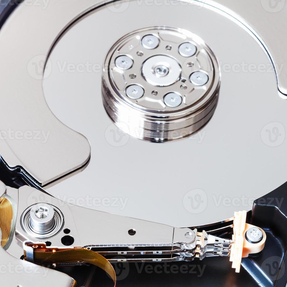 head and platter in internal hard disk drive photo
