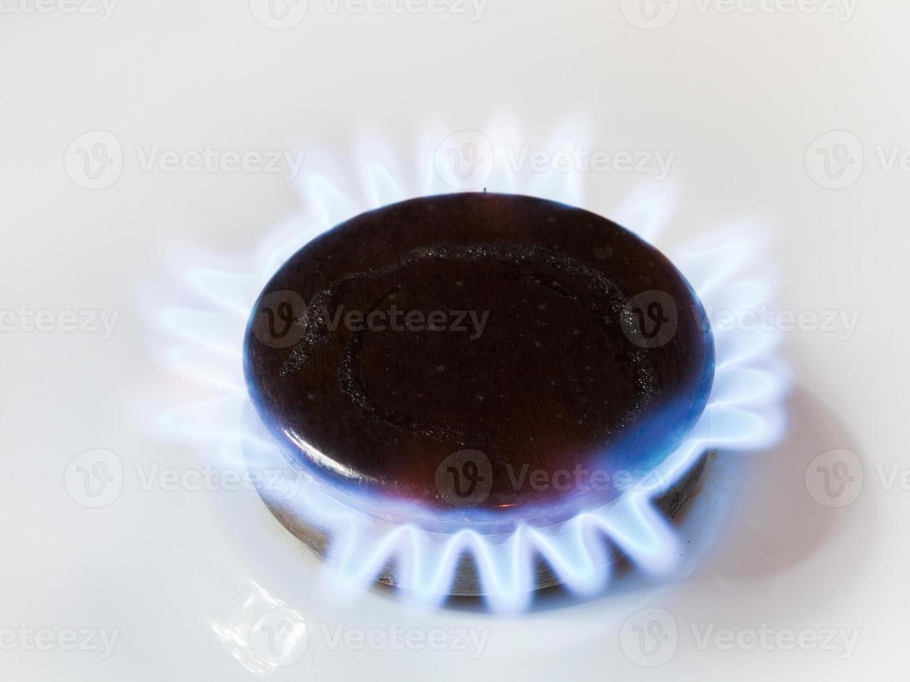 gas in range burner of kitchen stove photo