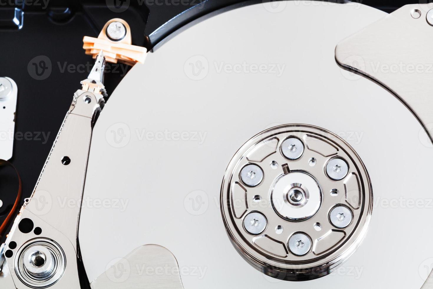 top view of open internal sata hard disk drive photo