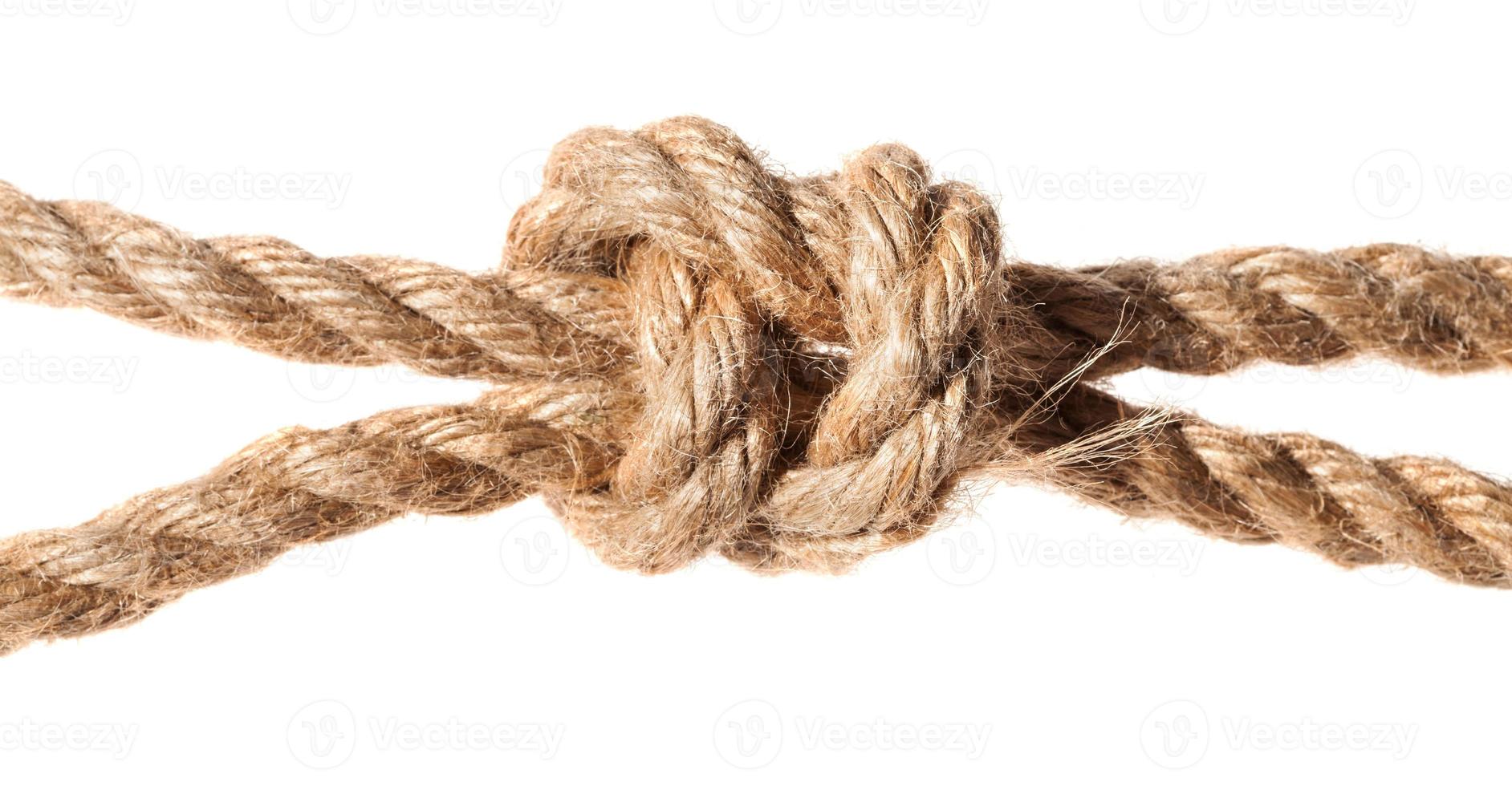 poacher's knot close up on thick jute rope photo