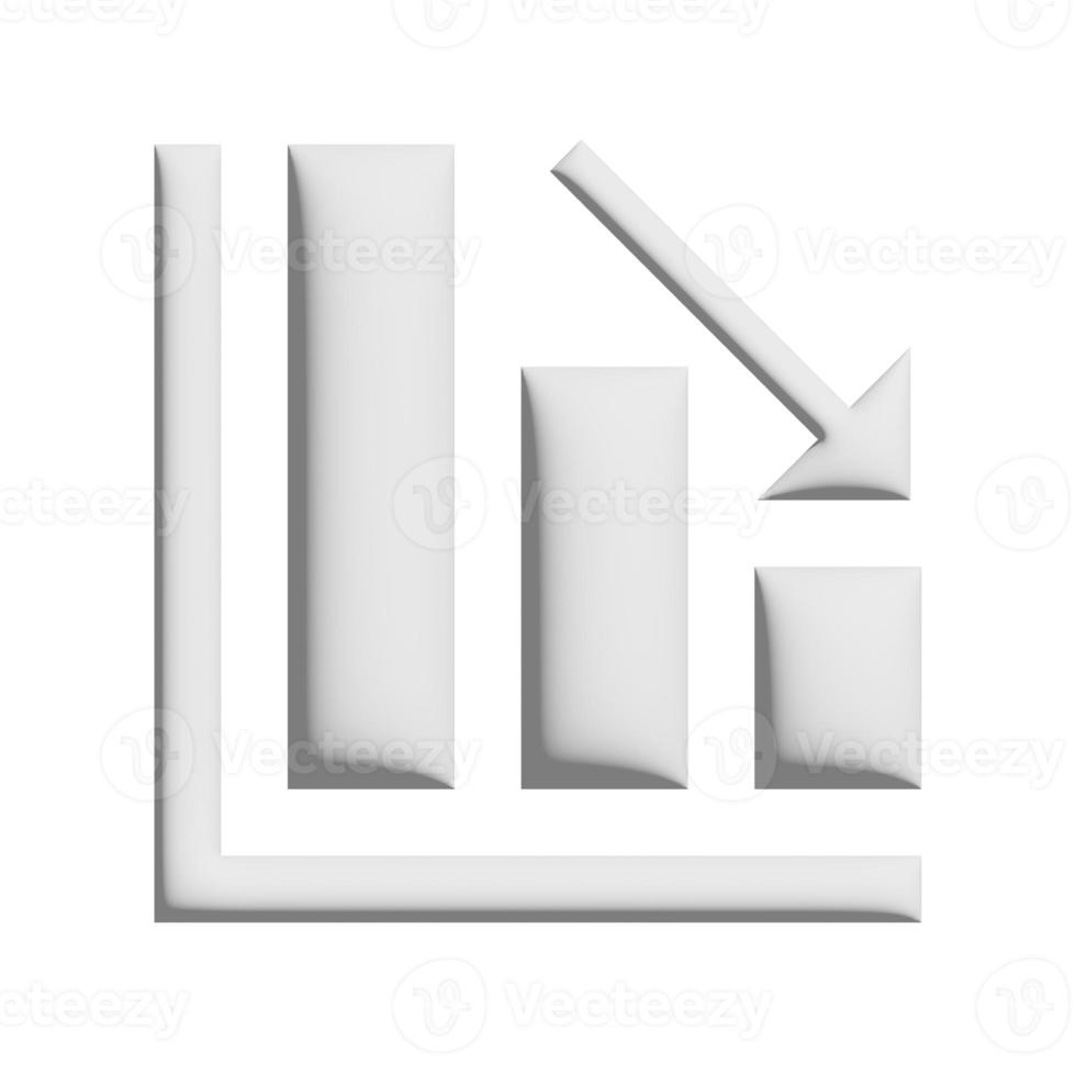 Down bar chart icon 3d design for application and website presentation photo