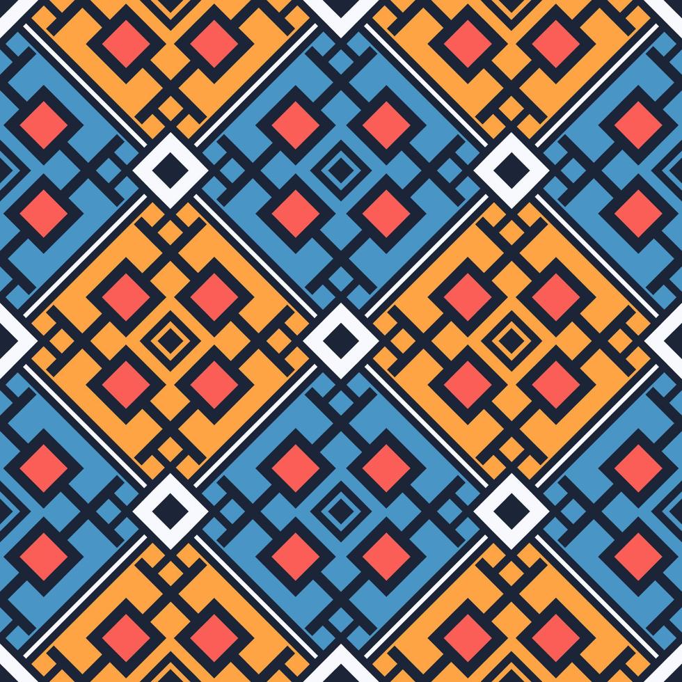 Abstract geometric ethnic line square shape seamless pattern colorful background. Use for fabric, textile, interior decoration elements, upholstery, wrapping. vector