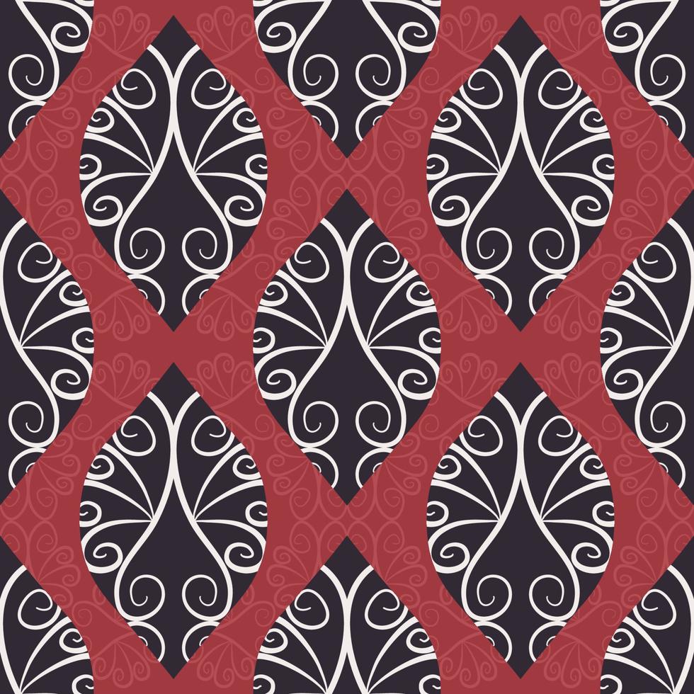 patrón sin costuras de forma de dibujo vintage floral étnico abstracto con fondo de textura de color rojo. uso para telas, textiles, elementos de decoración de interiores, tapicería, envoltura. vector