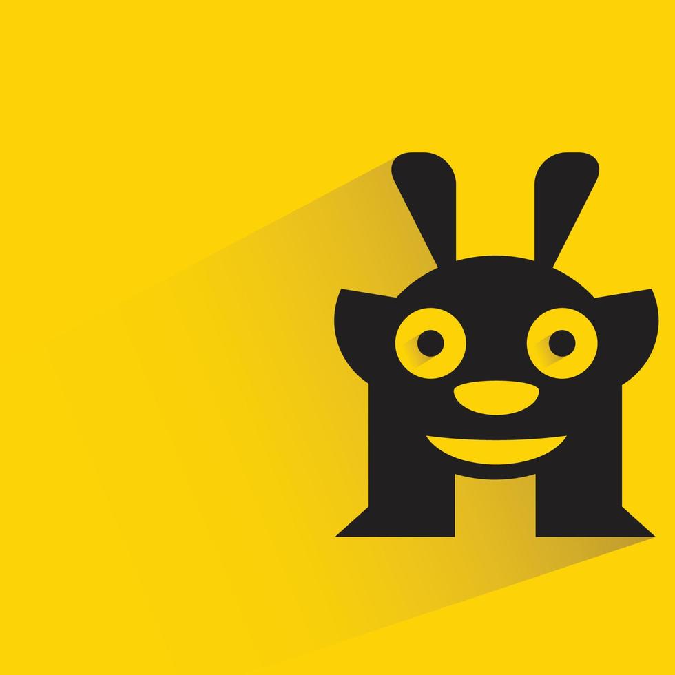 cute monster character with shadow on yellow background vector