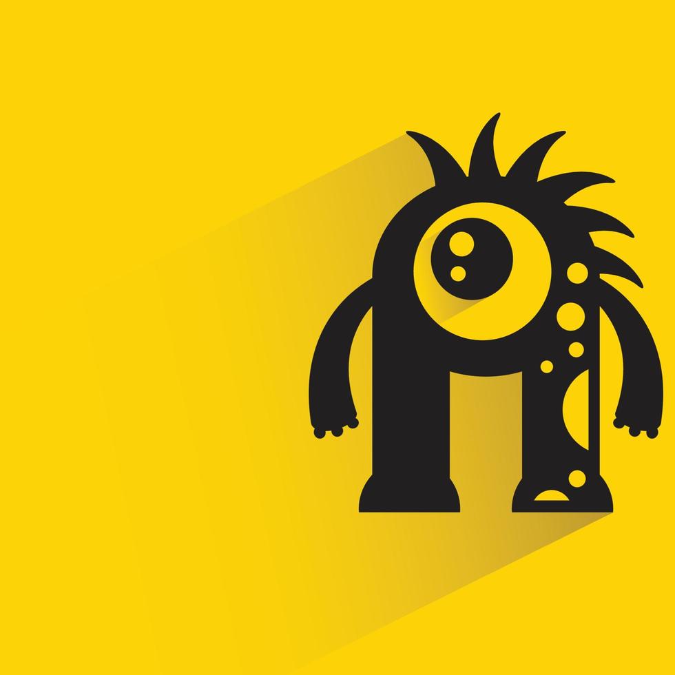 monster character with shadow on yellow background vector