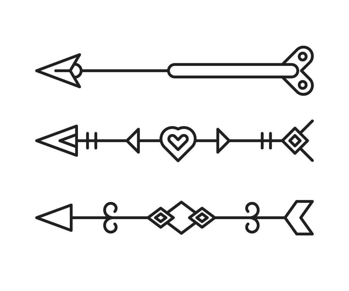 flechas para ilustración de línea decorativa de tarjeta vector
