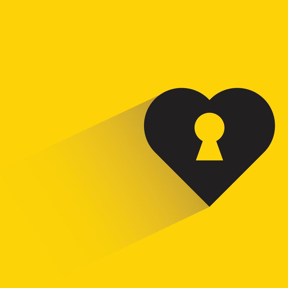 heart and keyhole on yellow background vector illustration