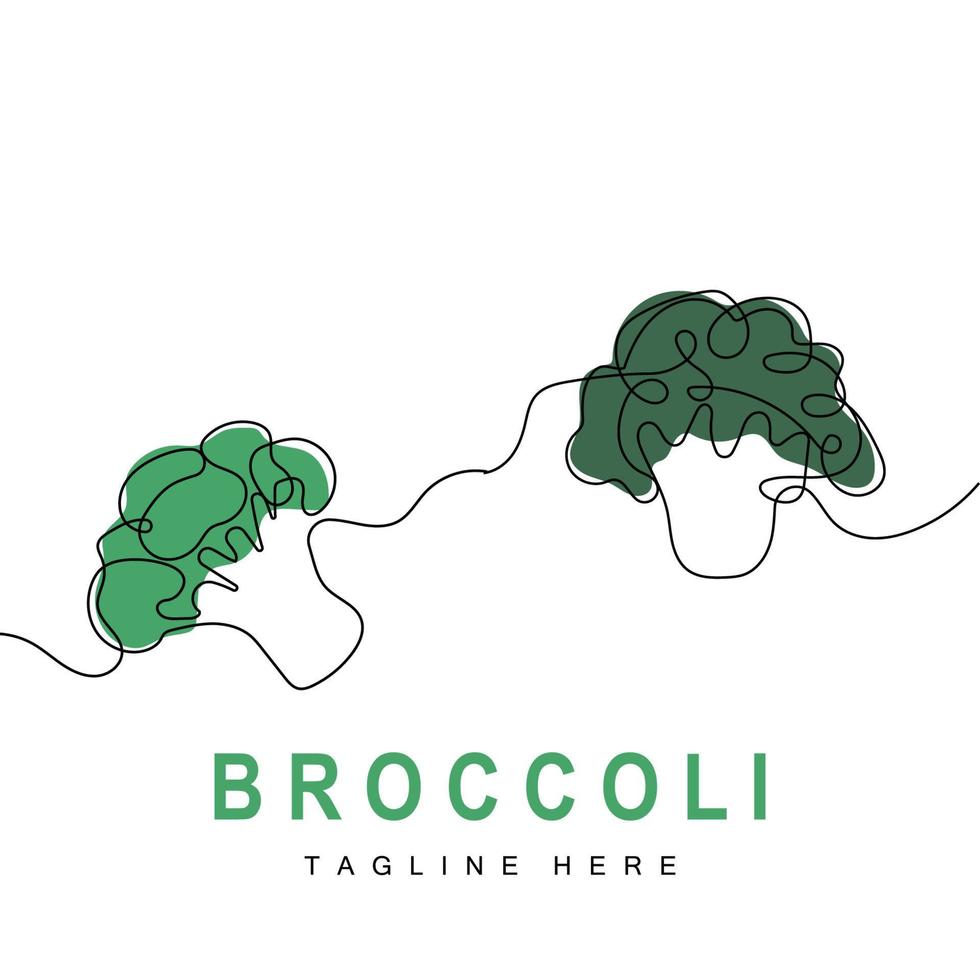 diseño de logotipo de brócoli, vector vegetal verde, papel tapiz de brócoli, marca de producto de jardín de ilustración de supermercado vegetal