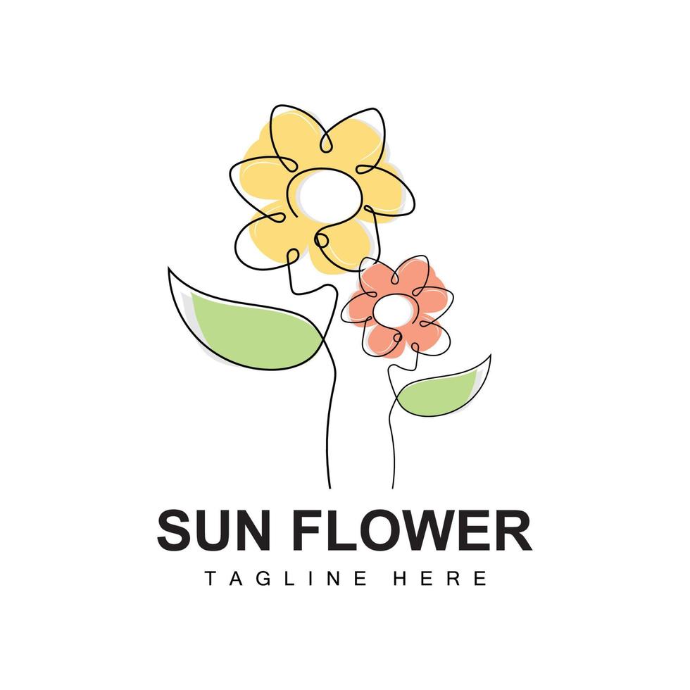 Sunflower Logo Design, Ornamental Plant Garden Plant Icon Vector, Company Product Brand vector