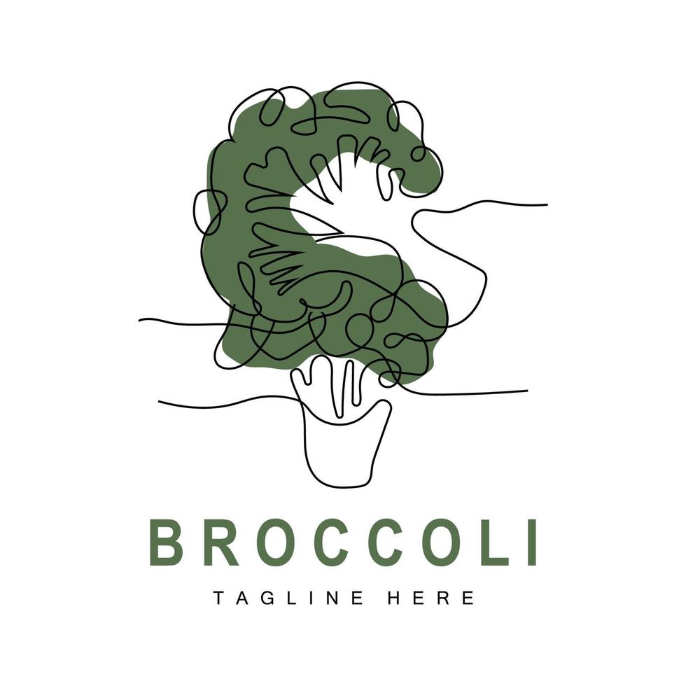 diseño de logotipo de brócoli, vector vegetal verde, papel tapiz de brócoli, marca de producto de jardín de ilustración de supermercado vegetal