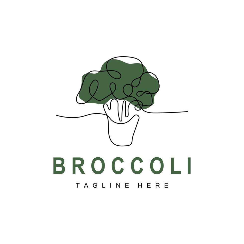 diseño de logotipo de brócoli, vector vegetal verde, papel tapiz de brócoli, marca de producto de jardín de ilustración de supermercado vegetal