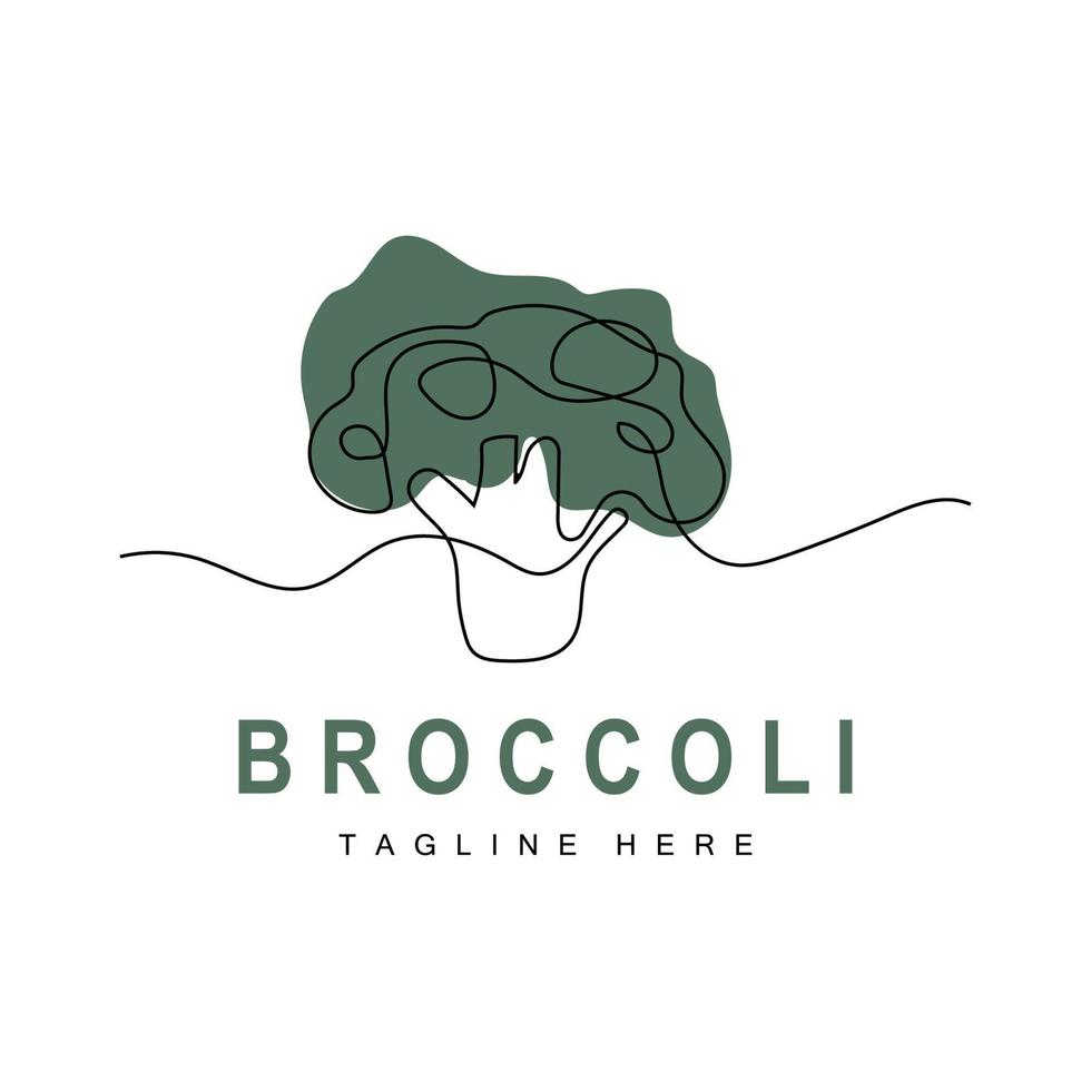 diseño de logotipo de brócoli, vector vegetal verde, papel tapiz de brócoli, marca de producto de jardín de ilustración de supermercado vegetal