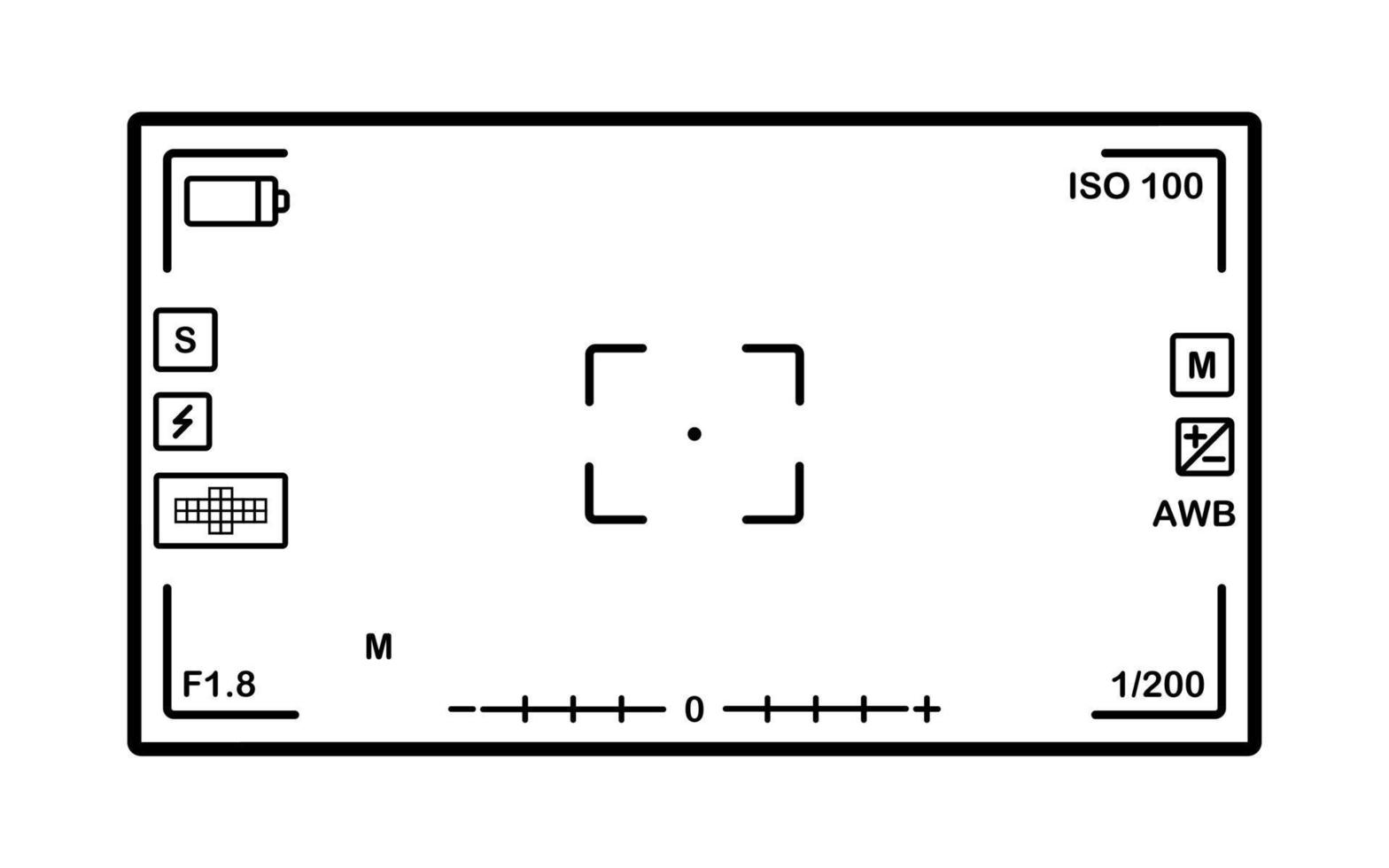 grabadora de pantalla de vídeo, una pantalla que indica la información de funcionamiento de la cámara, vector, diseño plano. vector