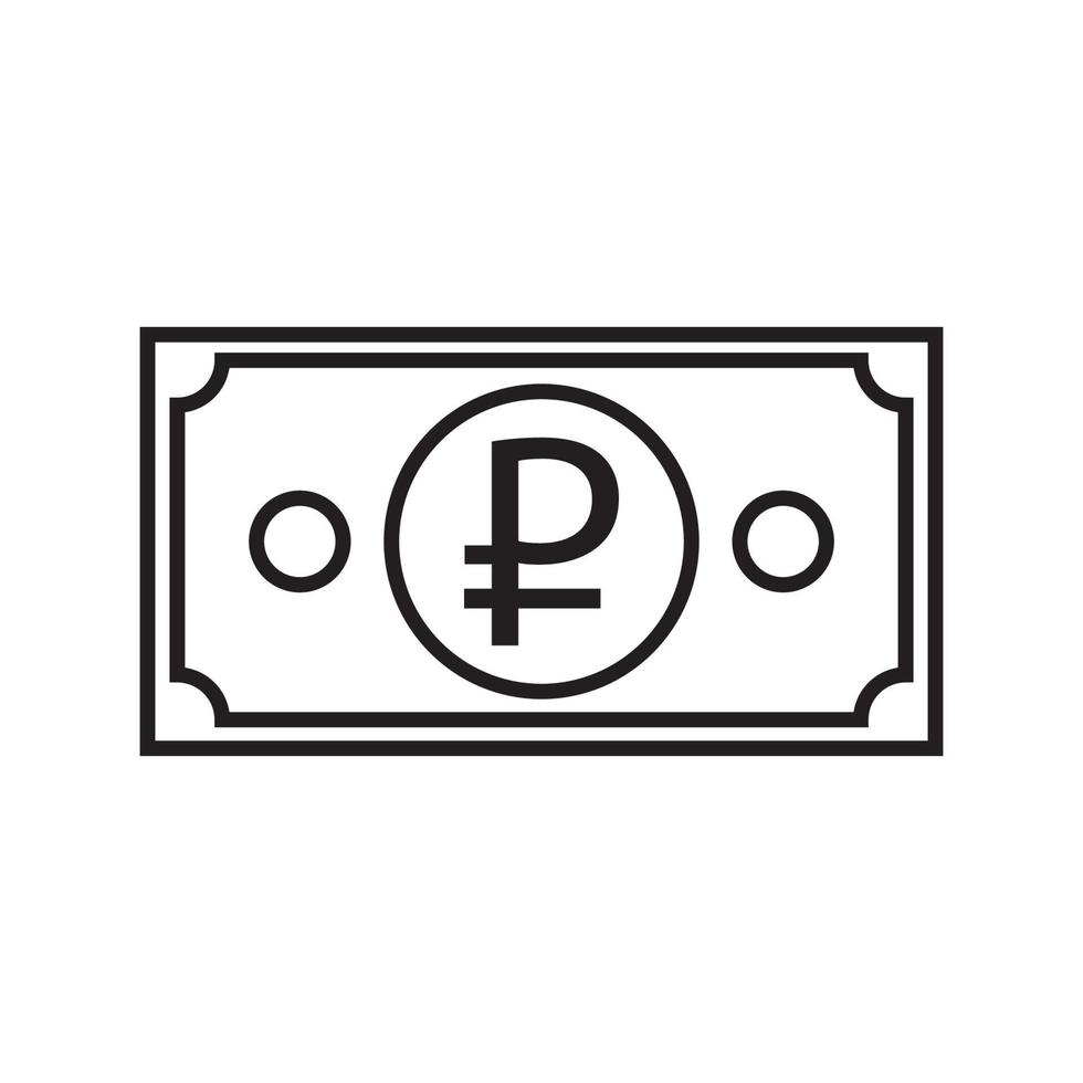 Russia currency symbol banknote outline icon. vector