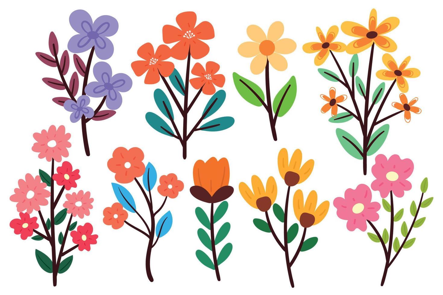 Conjunto De Hermosas Pegatinas. Flores Y Mariposas. Vector