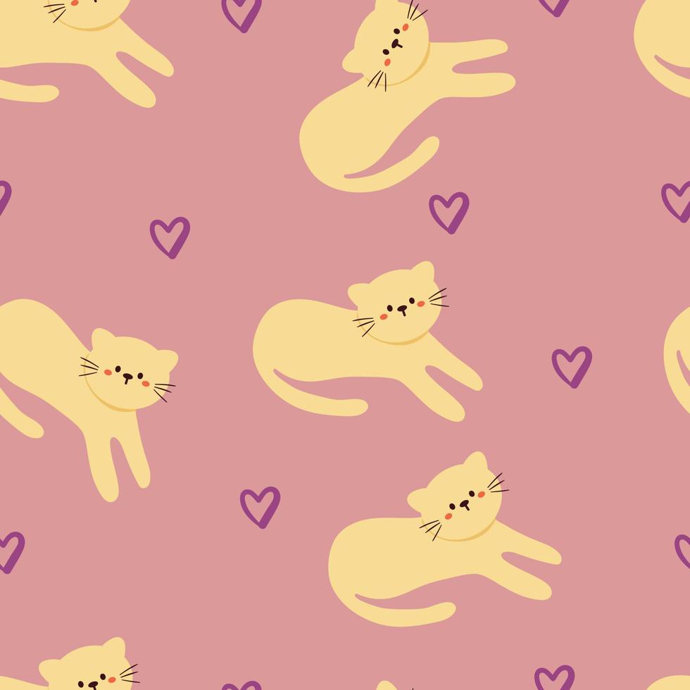 seamless pattern cartoon cat vector