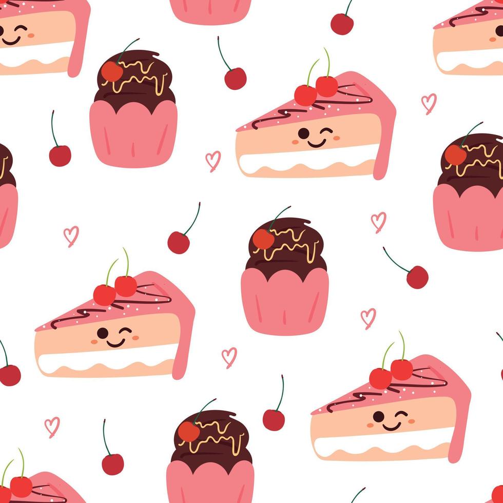 seamless pattern cartoon dessert vector