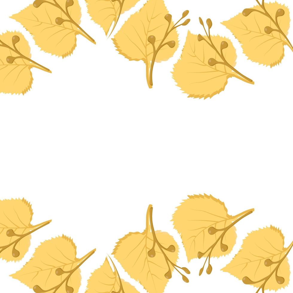 square frame made of birch leaves and twigs can be used for posters banners backgrounds vector