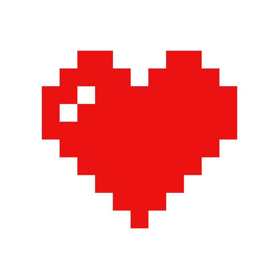 corazón pixel art vector aislado