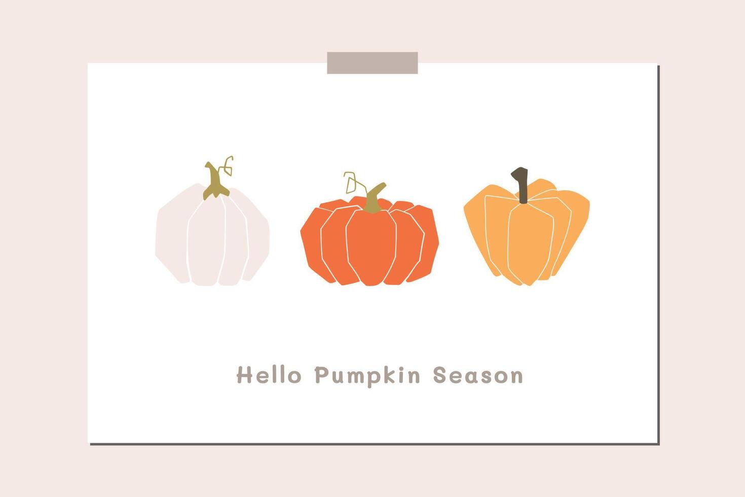 Autumn mood greeting card poster template. Welcome fall season thanksgiving invitation. Minimalist postcard nature leaves, trees, pumpkins, abstract shapes. Vector illustration in flat cartoon style