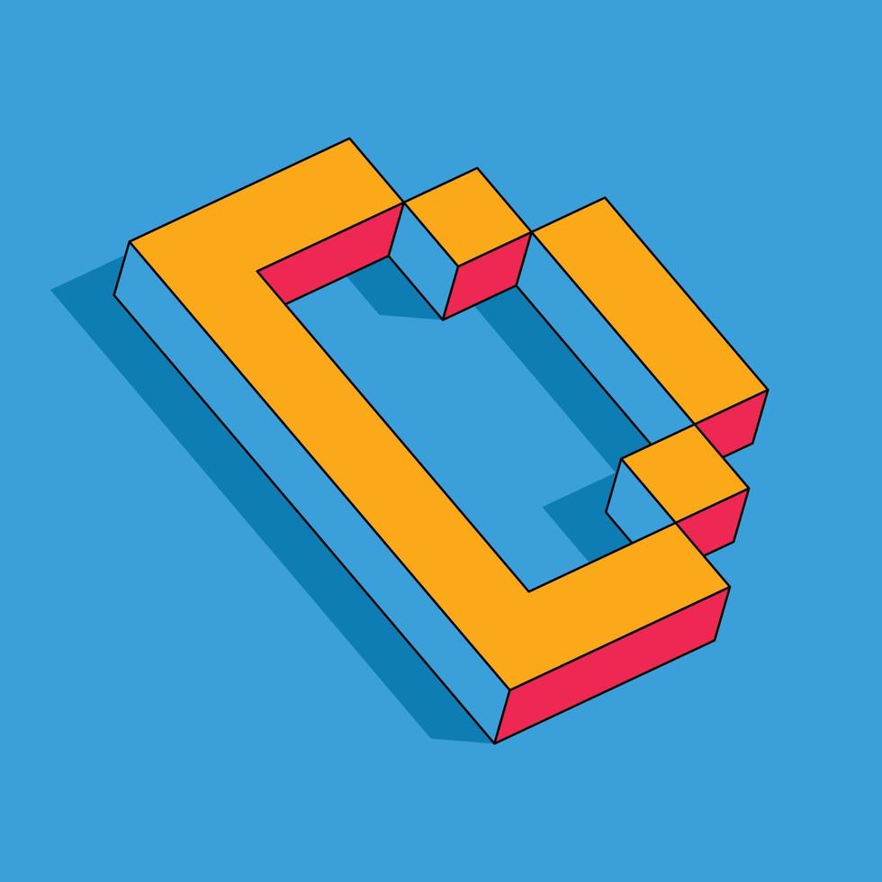 Letter D Isometric colorful cubes 3d design vector