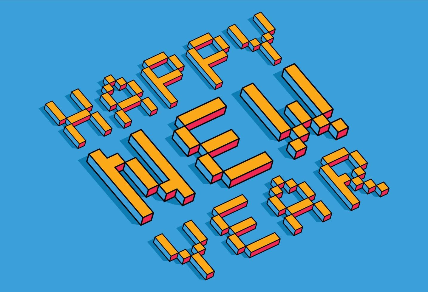 Lettering happy new year Isometric colorful cubes vector