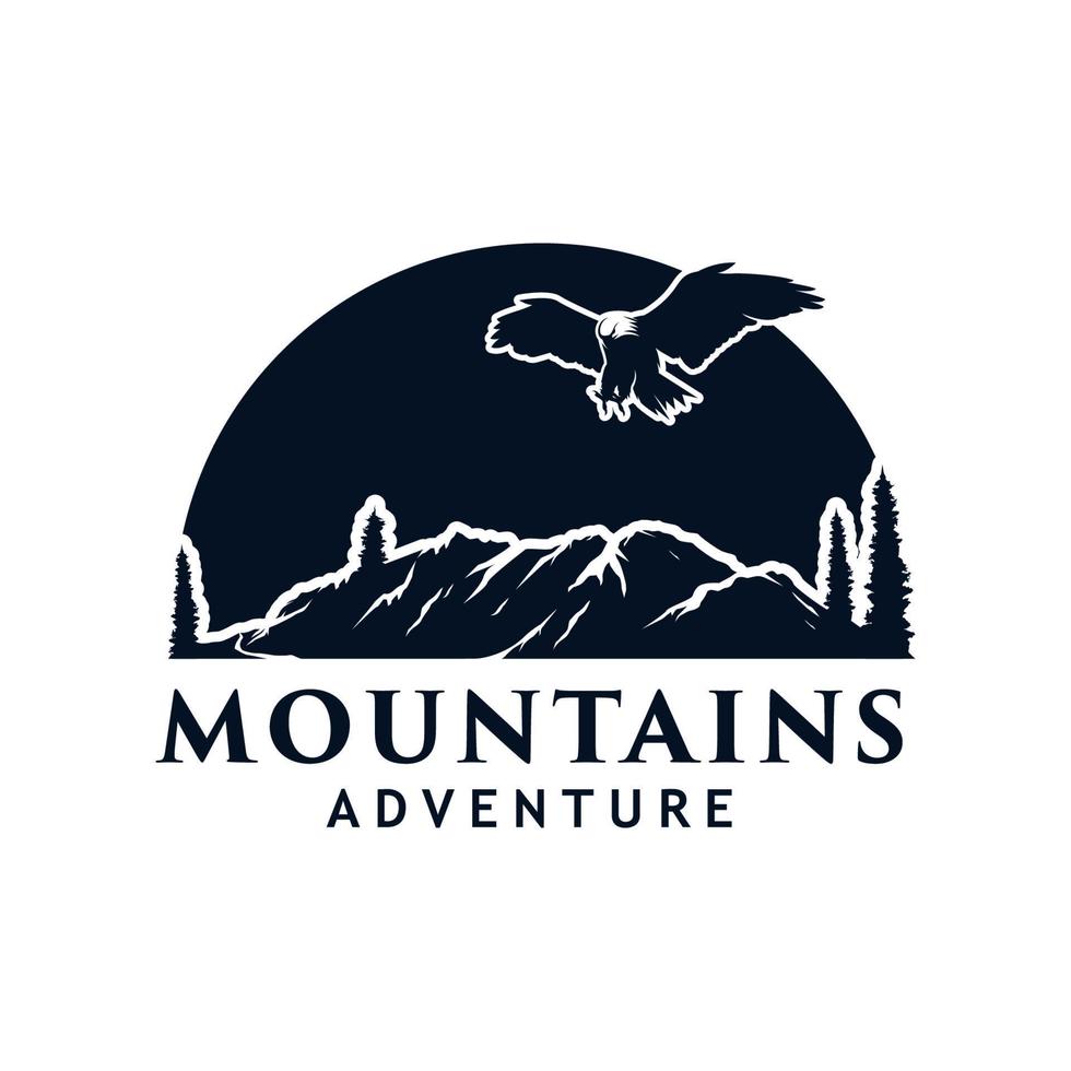 logotipo vectorial de montaña y aventuras al aire libre vector