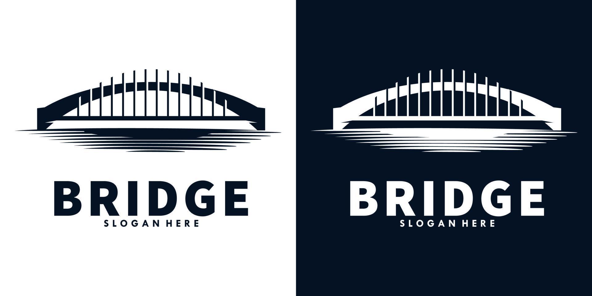 bridge silhouette logo design template vector
