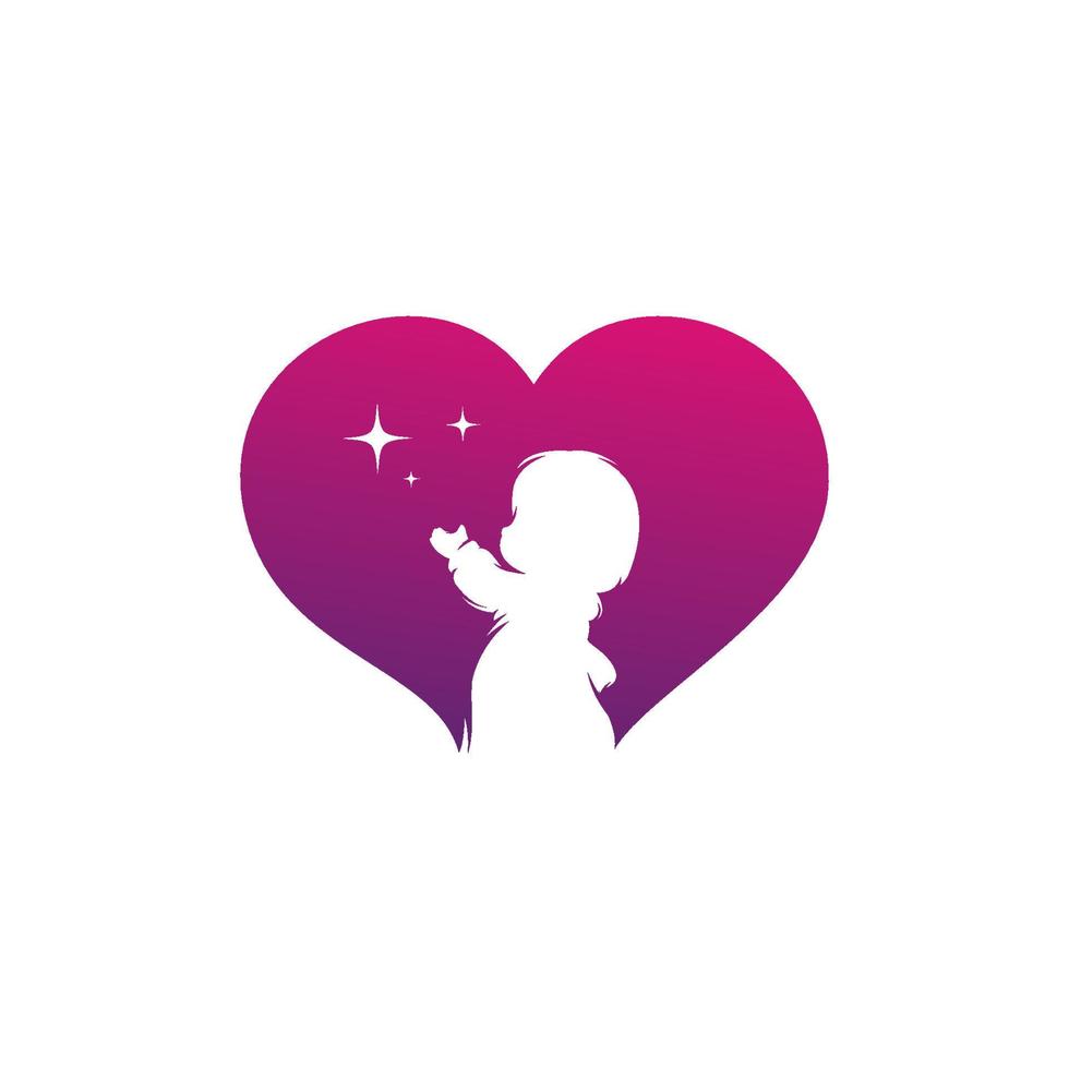 child love and care love logo design vector