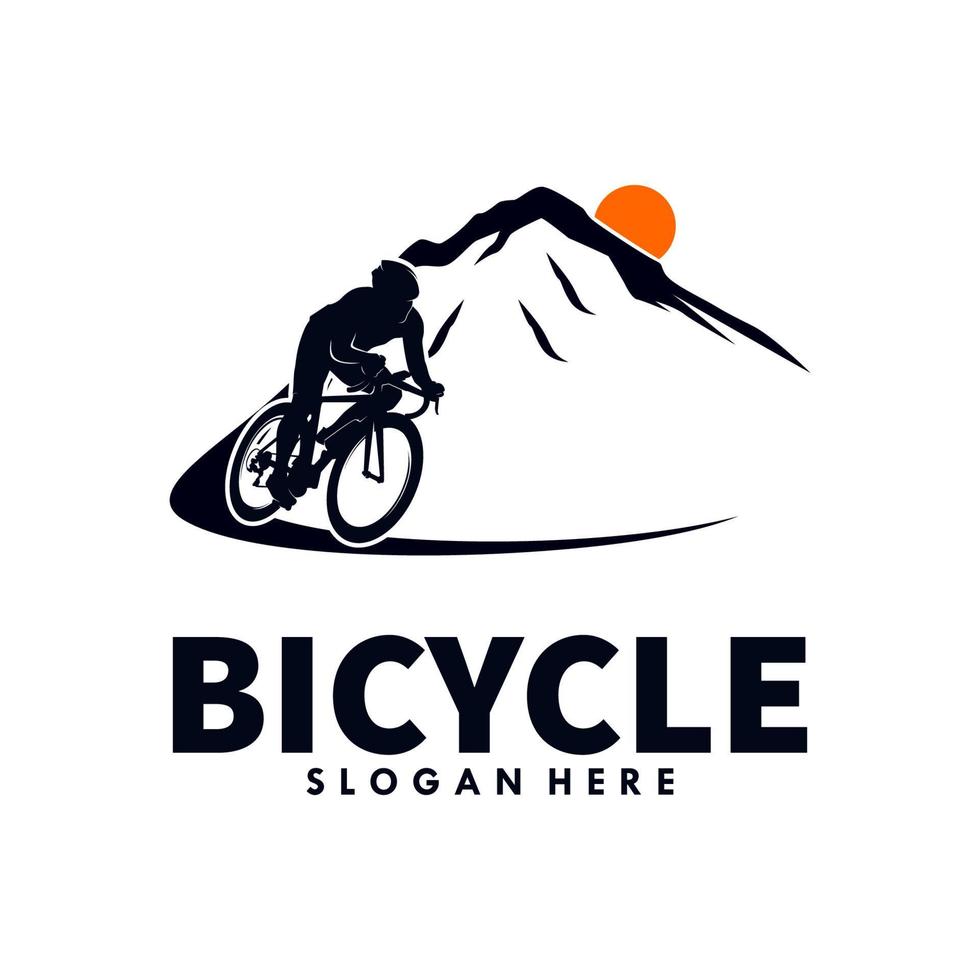 bicicleta vintage con plantilla de diseño de logotipo de montaña vector