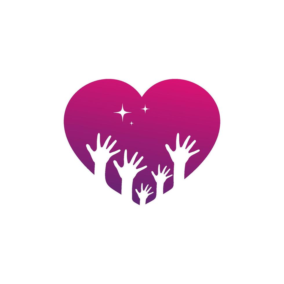 diseño de logotipo de amor y cuidado infantil vector