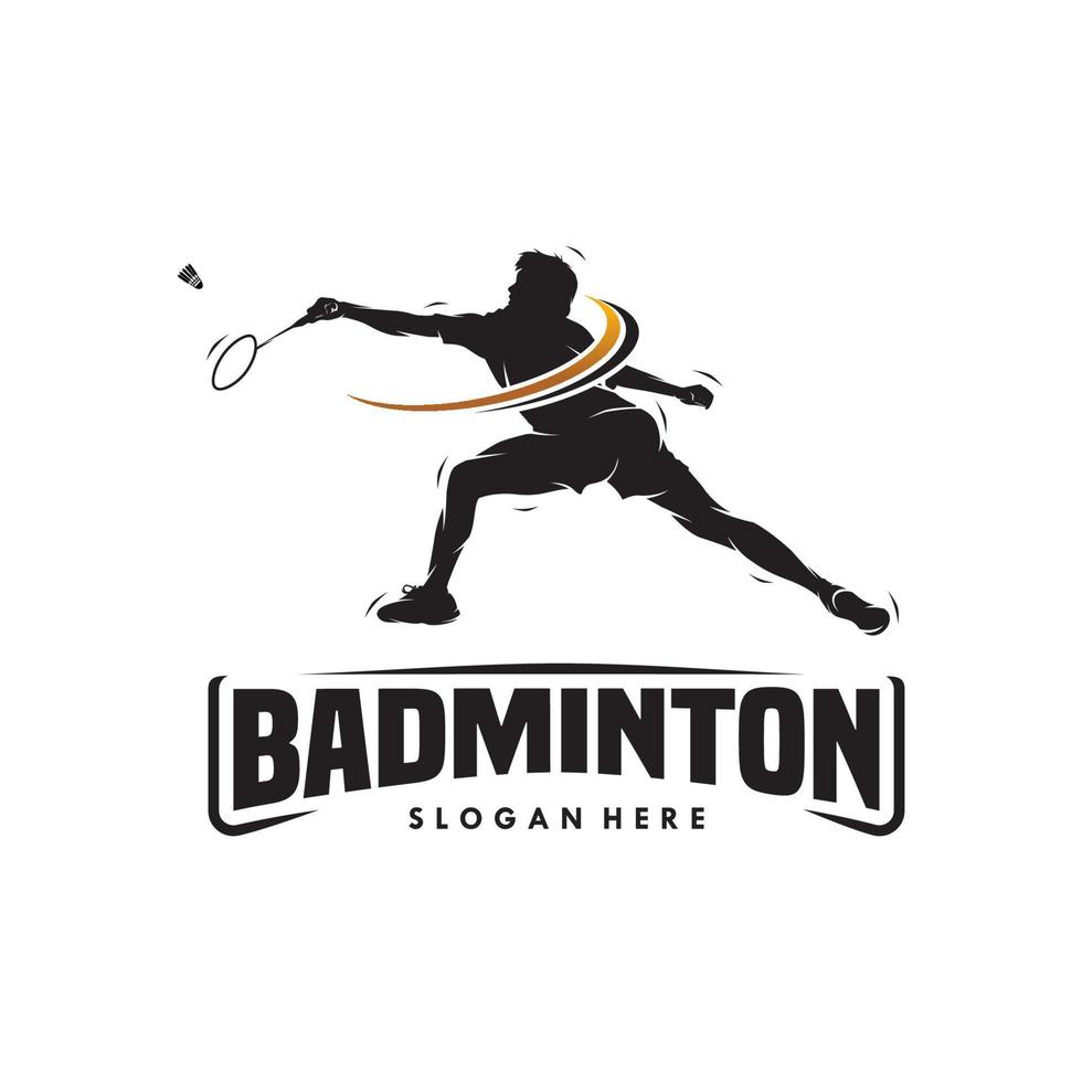 diseño de logotipo de silueta de bádminton de salto aplastante vector