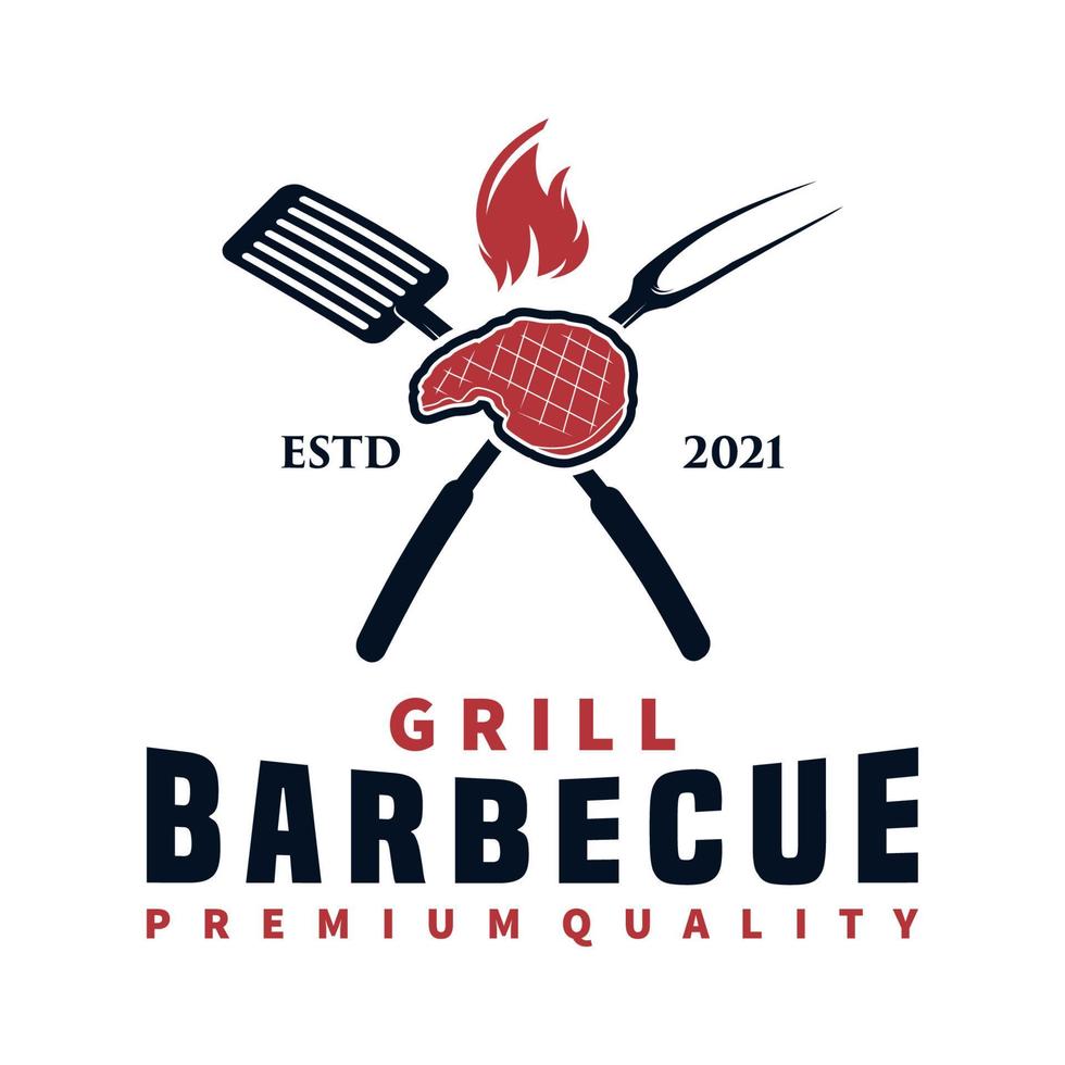 barbecue grill party logo design vector